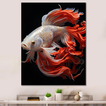 Coral Kois Fish Bold Contrasts - Koi's Fish Large Canvas Wall Art